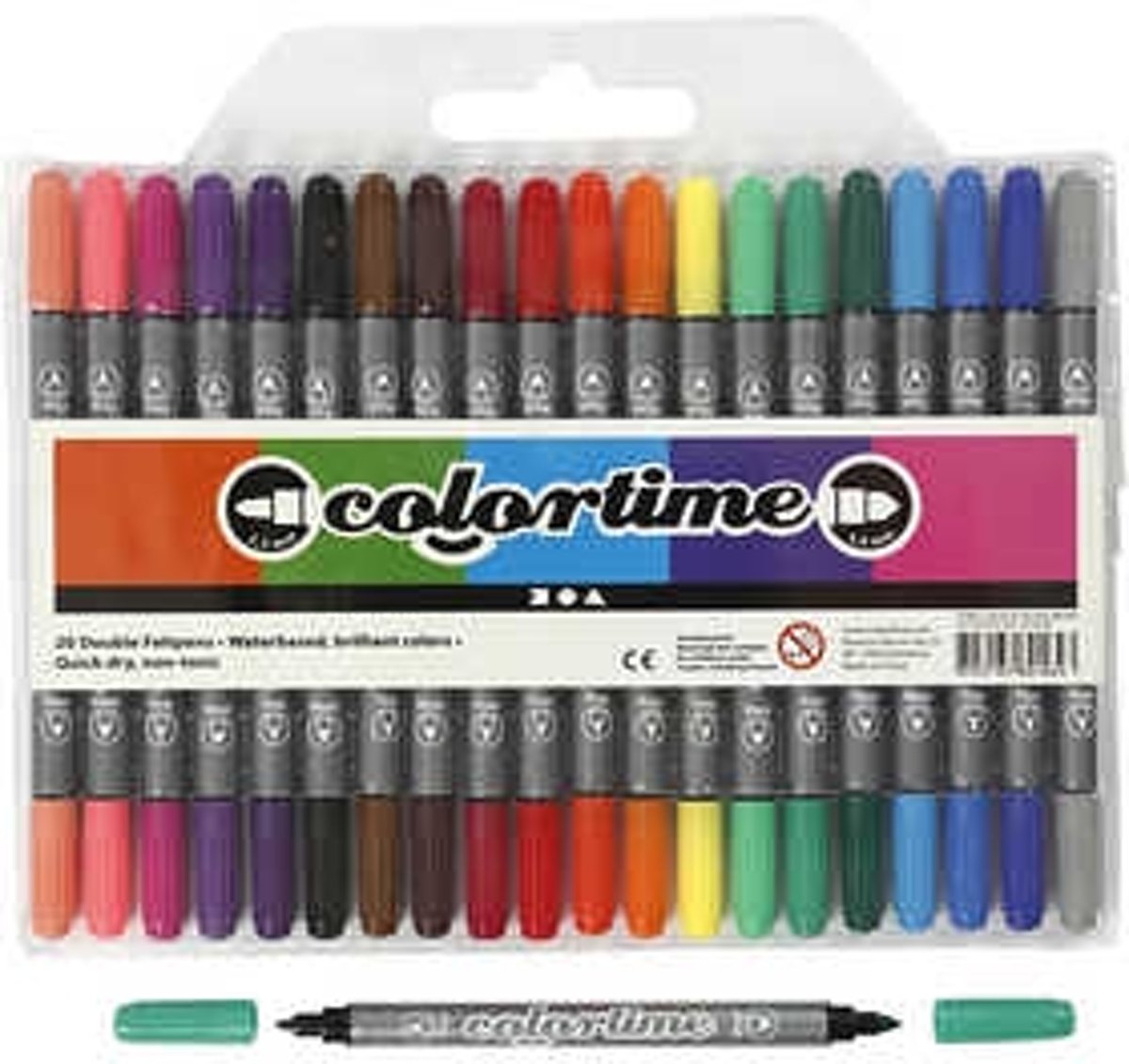 Colortime dubbelstift, lijndikte: 2,3+3,6 mm, standaardkleuren, 20stuks [HOB-37983]